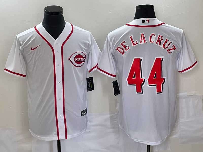Men%27s Cincinnati Reds #44 Elly De La Cruz White Cool Base Stitched Baseball Jerseys